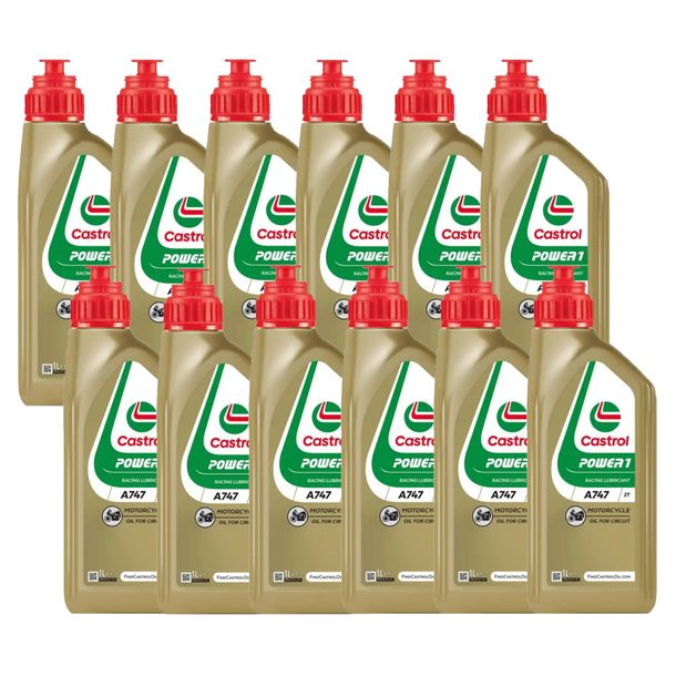12x Castrol Motor Oil POWER1 A747 2-Stroke fully synthetic 1L for Motorcycles