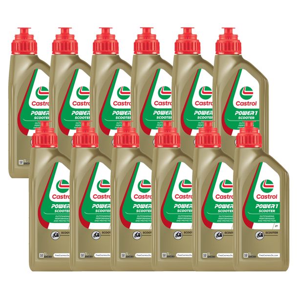 12x Aceite de Motor Castrol POWER1 SCOOTER 2-Takt semisintético 1L para ciclomotores