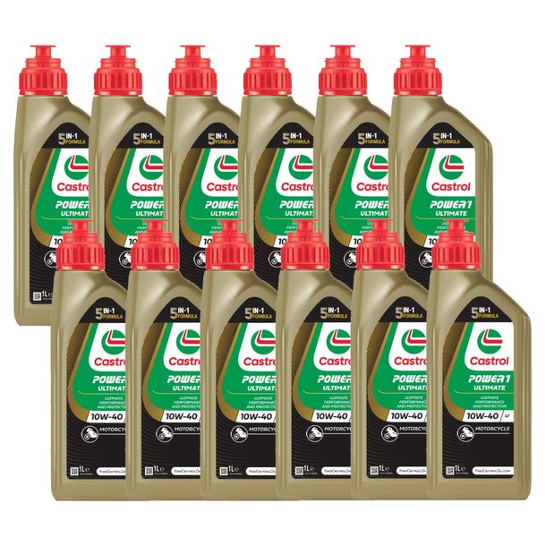 12x Castrol Motoröl POWER1 ULTIMATE 10W-40 vollsynthetisch 4-Takt 1L Motorräder – Bild 1