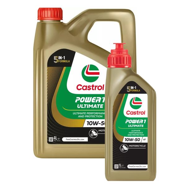 Castrol Motor Oil POWER1 ULTIMATE 10W-50 HC-Synthesis 4-Stroke 5L for Motorcycles