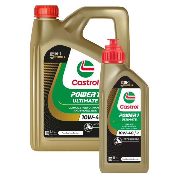 Castrol Aceite Motor POWER1 ULTIMATE 10W-40 totalmente sintético 4-Tiempos 5L para Motocicletas