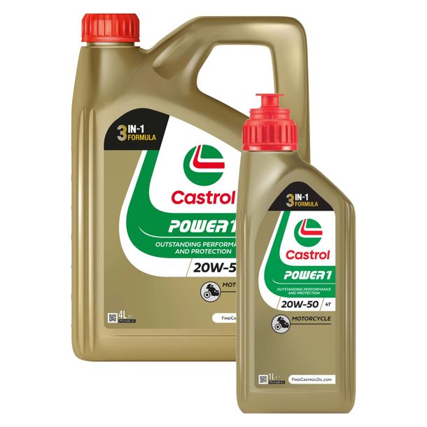 Castrol Motoröl POWER1 20W-50 HC-Synthese 4-Takt 5L für Motorräder – Bild 1