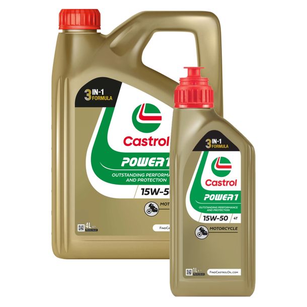 Castrol Motor Oil POWER1 15W-50 HC-Synthesis 4-Stroke 5L for Motorcycles