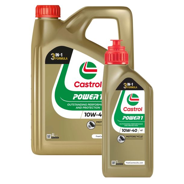 Castrol Motor Oil POWER1 10W-40 HC-Synthesis 4-Stroke 5L for Motorcycles