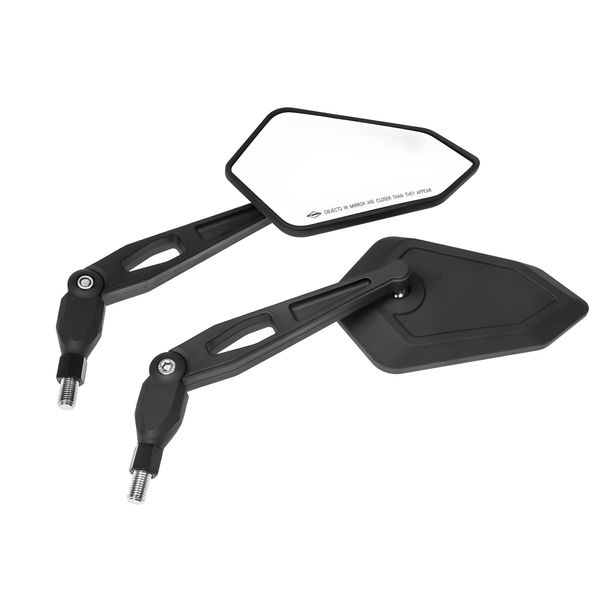 Motorradspiegel Parzini Rückspiegel Set links + rechts, CNC M10 universal verstellbar schwarz matt, mit Zulassung