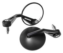 Stuuruiteindspiegels Parzini Motorfietsspiegels Set links + rechts, CNC 13-17mm universeel rond 360° verstelbaar zwart, met goedkeuring
