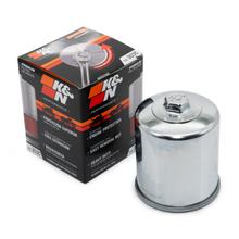 Olejový filtr K&N Chrom Optik pro Yamaha YZF-R6, Kawasaki ZX-6R 300 / 330 / 350 / 360 / 400 / 425 / 450 / 500 / 550 / 570 / 600 / 636 / 650 / 660 / 700 /