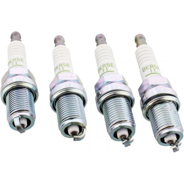 Spark plug set NGK 4x BKR5E-11 V-Line resistor, 19,0mm long thread Ø 14,0mm, 1662 / 6953 / 91597