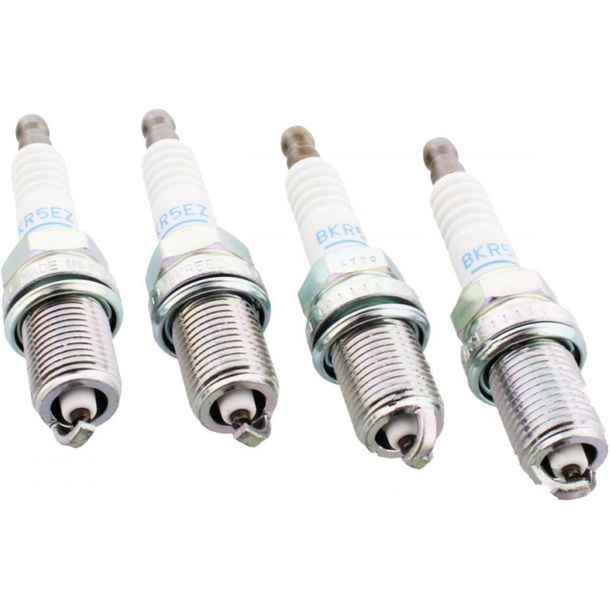 Spark plug set NGK 4x BKR5EZ V-Line resistor, 19,0mm long thread Ø 14,0mm, 6714 / 7642