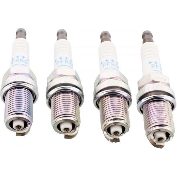 Candele set NGK 4x PFR6Q V-Line Platino-Candela resistenza, 19,0mm filetto lungo Ø 14,0mm 4-massa-elettrodi, 5773 / 6458 / 97387