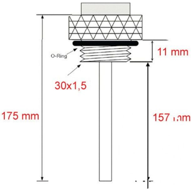 Indicateur de température d'huile JMP avec affichage analogique 30x1,5 mm pour Suzuki GS L/F GSX 250/400/450/500 ccm construit 1980 - 2008