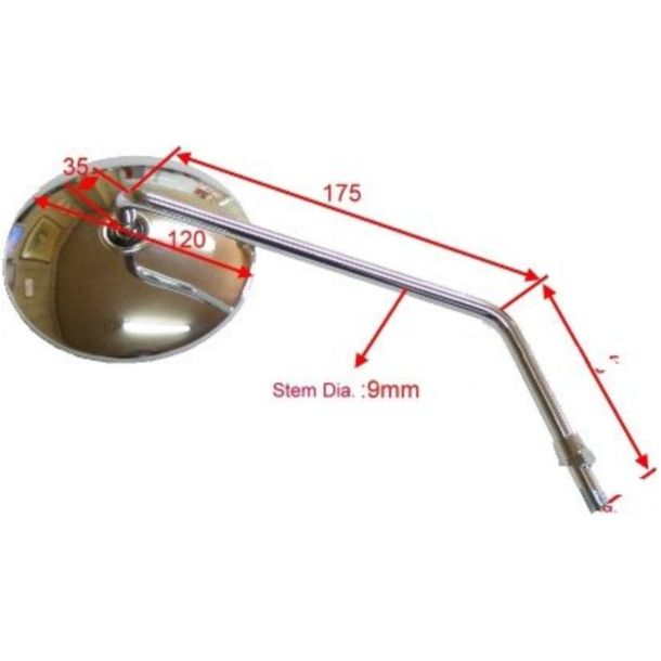JMT chrome left mirror for Kawasaki EN A Z J B BJ Estrella 250/252/400/440/450/500/550/650/1000 cc year 1979 - 2000