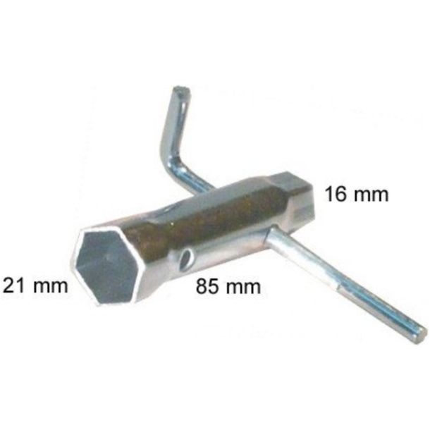 Spark plug wrench JMP 85mm wrench size 16/21 with angled handle