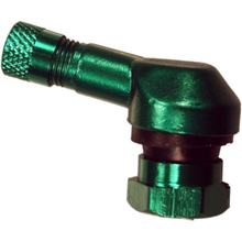 Valvola angolata in alluminio JMP, verde 11,3 mm