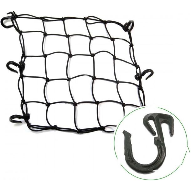 JMP black luggage net 40 x 40 cm 6 plastic hooks