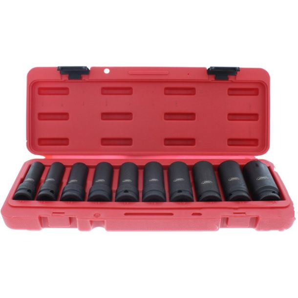 JMP power socket set, 12 points, 1/2 inch, 10-piece, 13-24 mm long