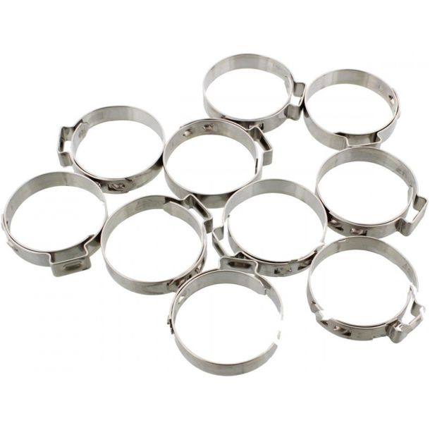 JMP Lot de 10 colliers de serrage perforés en acier inoxydable, largeur de bande 29,5 mm, 7 mm