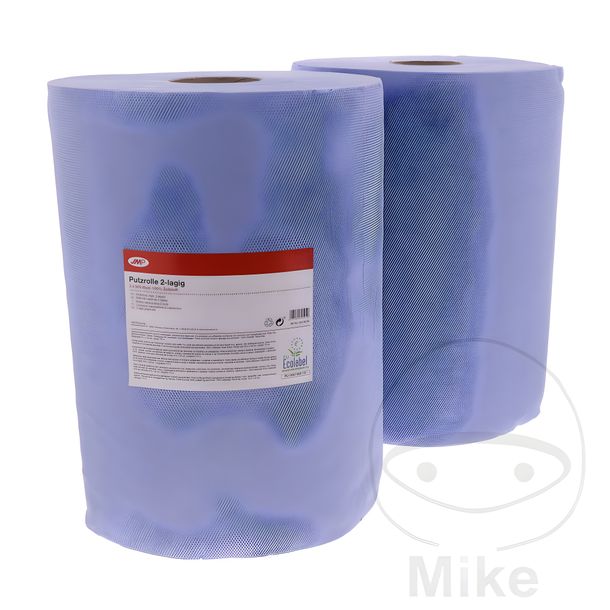 JMP cleaning paper roll, 2-ply, blue, pack of 2, 500 sheets, 170m cellulose