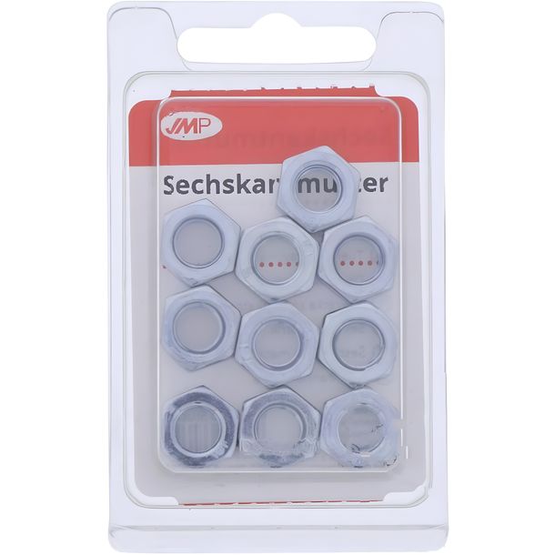 JMP galvanised M8 KL8 hexagon nuts, pack of 10, ALTN4867560