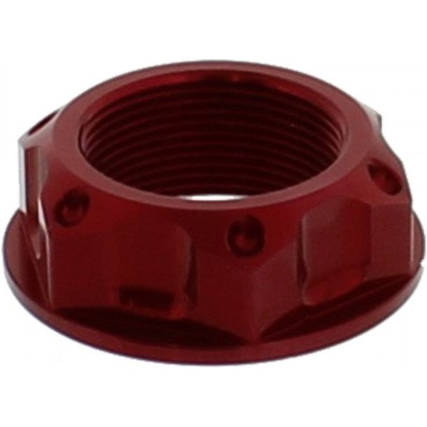 Mutter Lenkkopf JMP Bolt M22x1,00mm Aluminium rot für Suzuki GSX 0 FA F / GSF Bandit SA , Yamaha FZS 0 Fazer S N 60 / 65 / 80 / 85 / 110 / 125 / 200 /