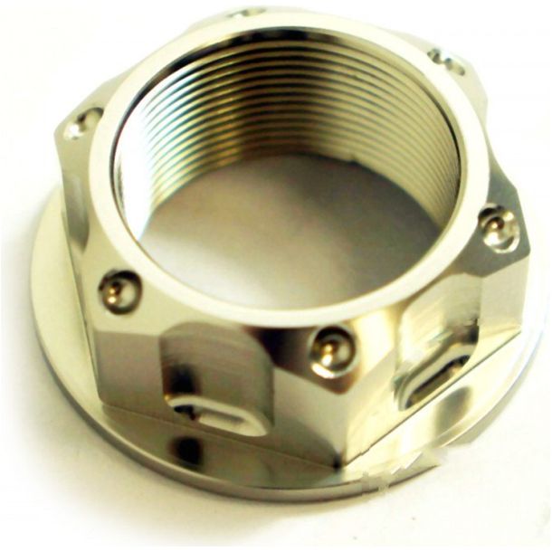 Mutter Lenkkopf JMP Bolt M24x1,50mm Aluminium silber für Suzuki GSX R GSR SV / S SF 80 / 85 / 125 / 150 / 200 / 250 / 350 / 400 / 450 / 480 / 500 / 600