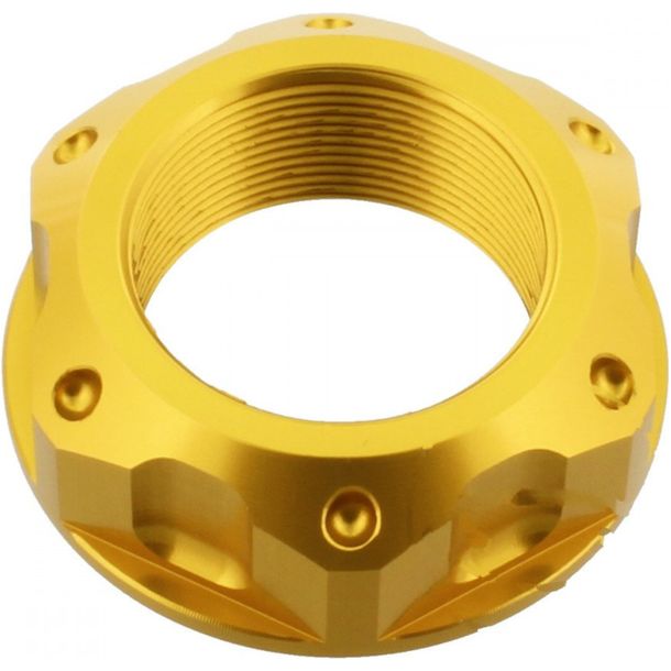 Tuerca de dirección JMP Bolt M25x1,00 mm de aluminio dorado para Kawasaki ZX-6R, Triumph Speed Triple EFI/R Daytona Street RS S 250/300/600/636/660/