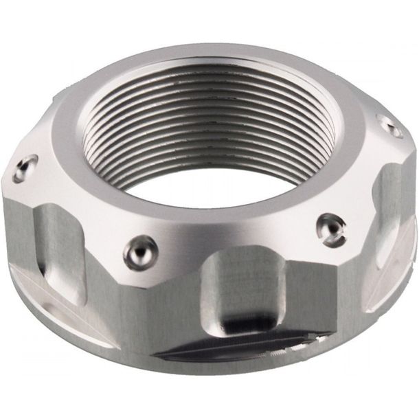 Tuerca de dirección JMP Bolt M25x1.00mm de aluminio plateada para Kawasaki ZX-6R, Triumph Speed Triple EFI/R Daytona Street RS S 250/300/600/636/660