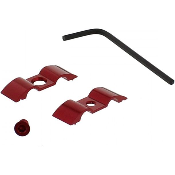 Supporto per tubo freno JMP, 7 mm, a 2 vie, alluminio, rosso