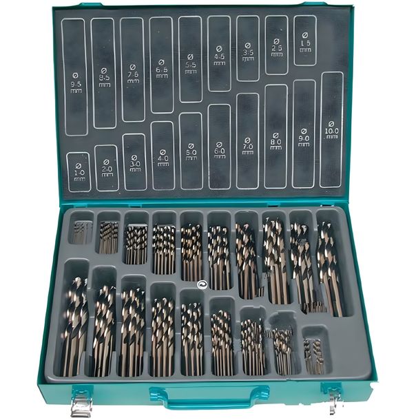 JMP 170-piece HSS-CO twist drill set, 1.0-10.0 mm