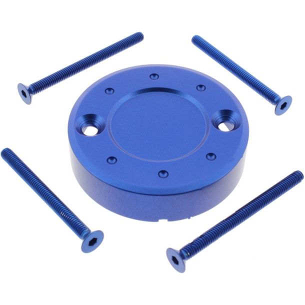 Brake fluid reservoir cover JMP set 53mm aluminum blue, KTM Super Duke/R RC8 Superbike 990/1190 ccm year 2005 - 2015