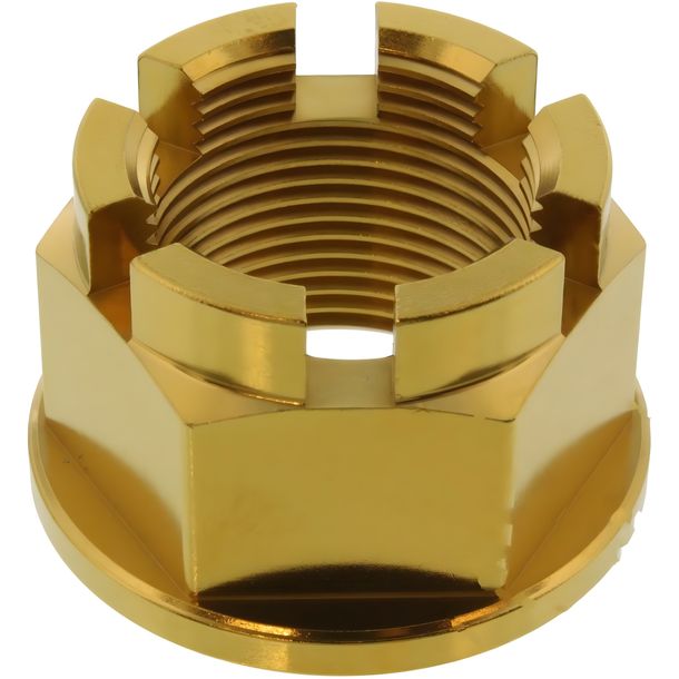 Tuerca de eje JMP M24x1,50 mm de acero inoxidable V4A dorada para Kawasaki ZX-6R Z 600/636/900/1000/1200/1400 cc años 2000 - 2019
