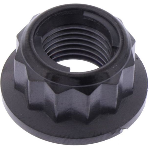 Tuerca dentada negra de titanio bihexagonal JMP M10x1.00mm