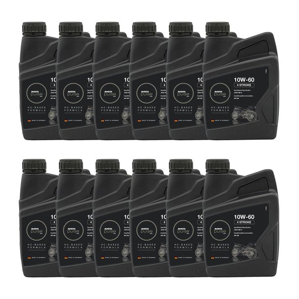Aceite de motor AVISTA Pulse Evo de 4 tiempos y 4 tiempos SAE 10W-60 para motocicletas, cumple con la norma API SN 1L, 12 unidades