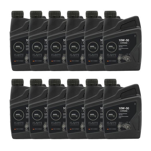 12x AVISTA Pulse Evo 4 Stroke 4-Takt Motoröl SAE 10W-50 für Motorräder, erfüllt API SN 1L