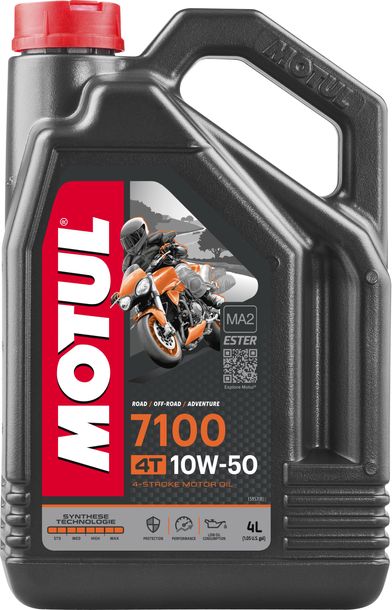 Motul 7100 4T 10W-50 4-Takt Hochleistungs Motoröl mit Synthese Technologie 4L
