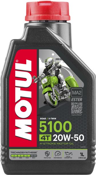 Motul 5100 4T 20W-50 4-Takt Mehrbereichsöl mit Technosynthese 1L