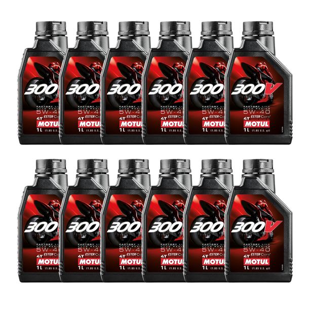 12x Motul 300V 4T FL Road Racing 5W-40 4-Stroke High-Performance Engine Oil 1L