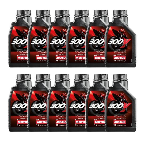 12x Motul 300V 4T FL Road Racing 10W-40 4-Stroke High-Performance Engine Oil 1L