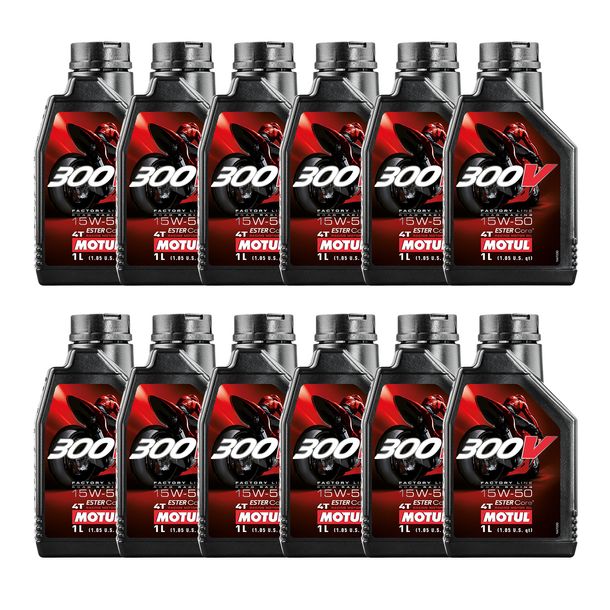 12x Motul 300V 4T FL Road Racing 15W-50 4-Stroke High-Performance Engine Oil 1L