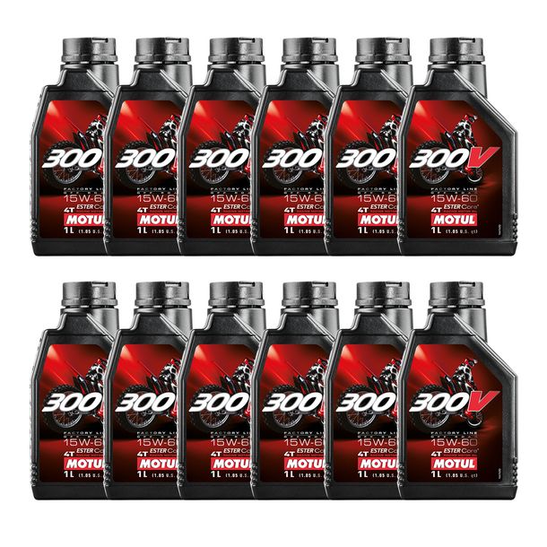 12x Motul 300V 4T FL Off Road 15W-60 4-Takt Hochleistungsmotorenöl 1L – Bild 1