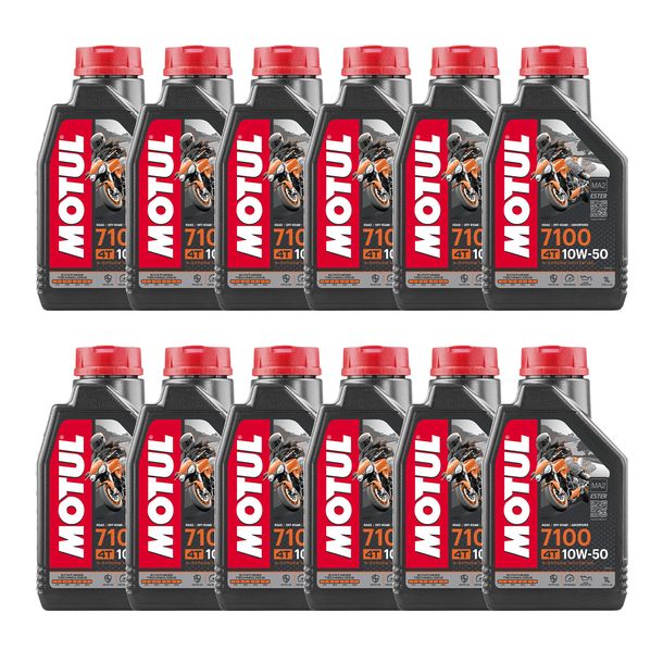12x Motul 7100 4T 10W-50 4-Takt Hochleistungs Motoröl mit Synthese Technologie 1L