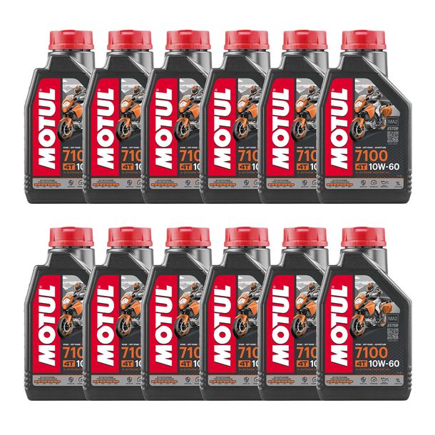 12x Motul 7100 4T 10W-60 4-stroke high-performance engine oil with synthesis technology 1L
