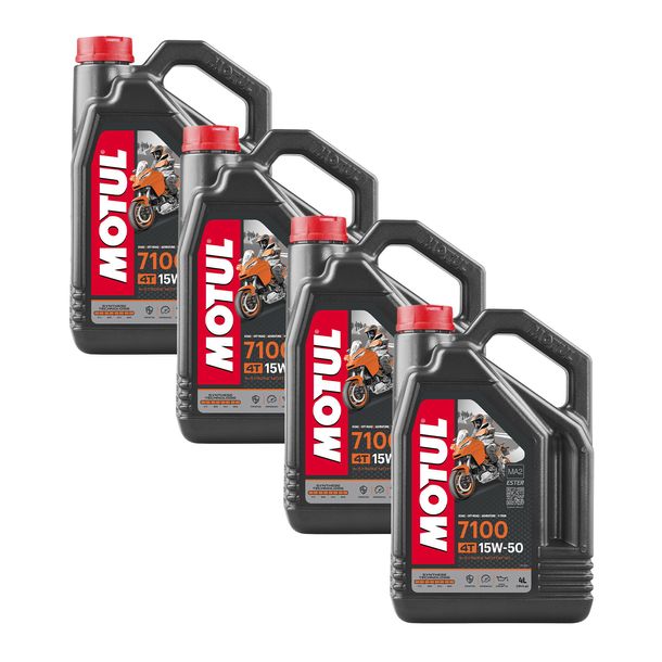 4x Motul 7100 4T 15W-50 4-stroke high-performance engine oil with synthesis technology 4L