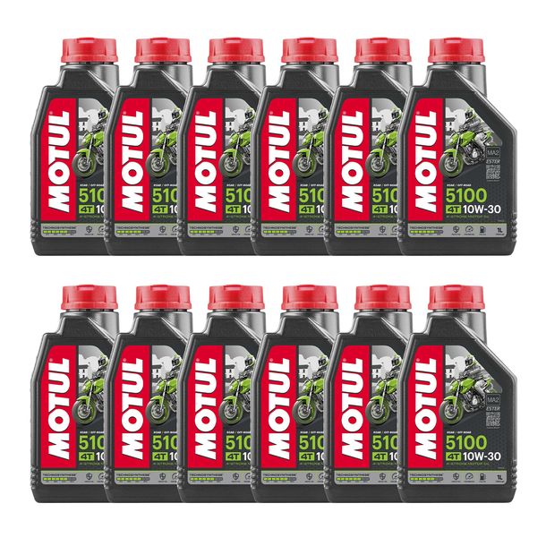 12x Motul 5100 4T 10W-30 4-Stroke Engine Oil with Technosynthesis 1L