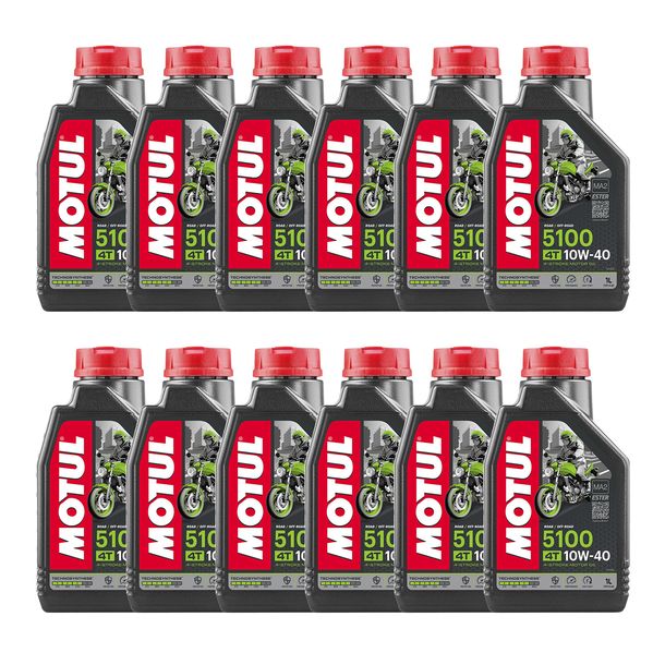 12x Motul 5100 4T 10W-40 4-Stroke Engine Oil with Technosynthesis 1L