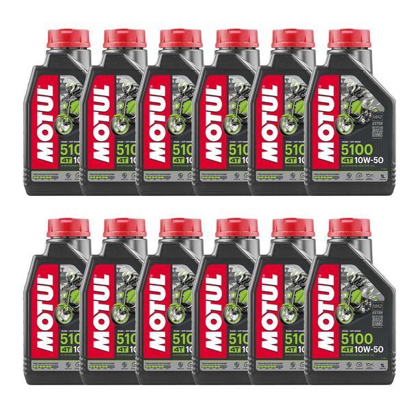 12 x olio motore Motul 5100 4T 10W-50 a 4 tempi con tecnosintesi, 1 l