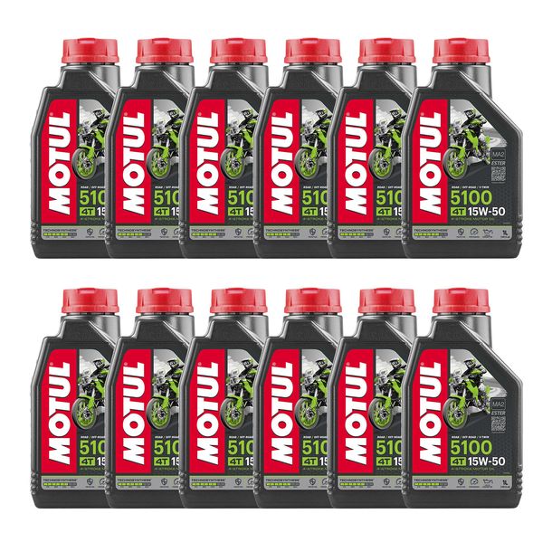 12 x olio motore Motul 5100 4T 15W-50 a 4 tempi con tecnosintesi, 1 l