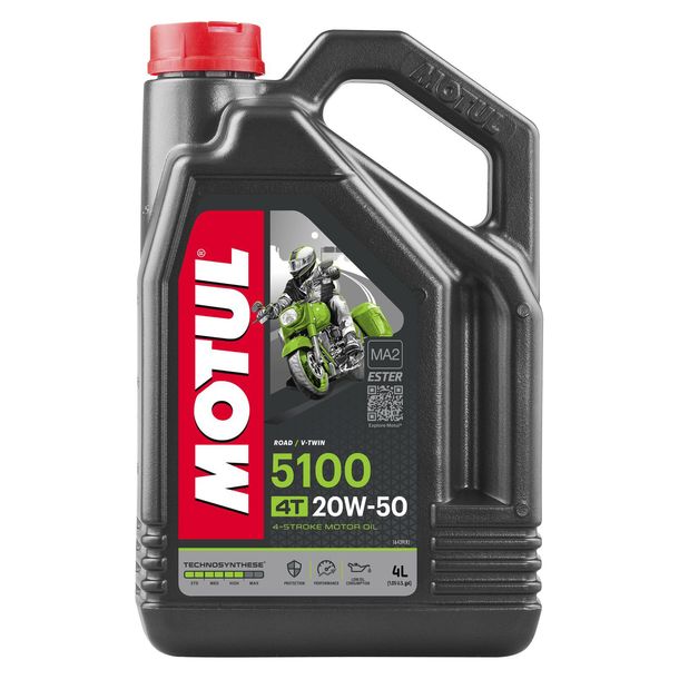 4 x Huile multigrade Motul 5100 4T 20W-50 4 temps avec technosynthèse 4 L