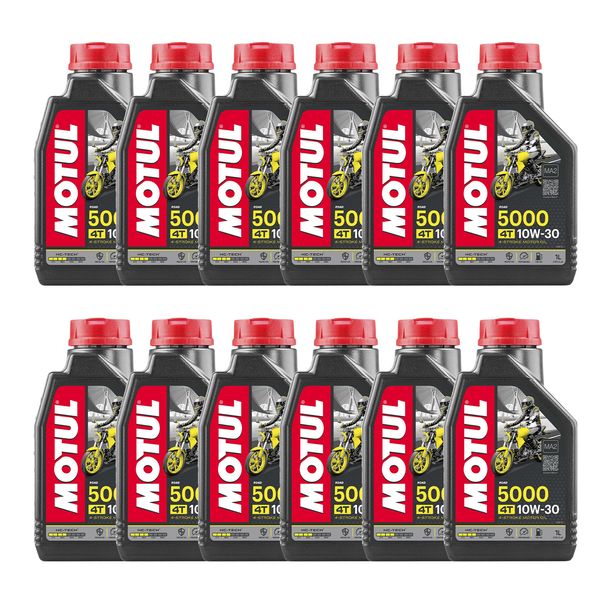12x Motul 5000 4T 10W-30 4-Stroke Engine Oil with Technosynthesis 1L