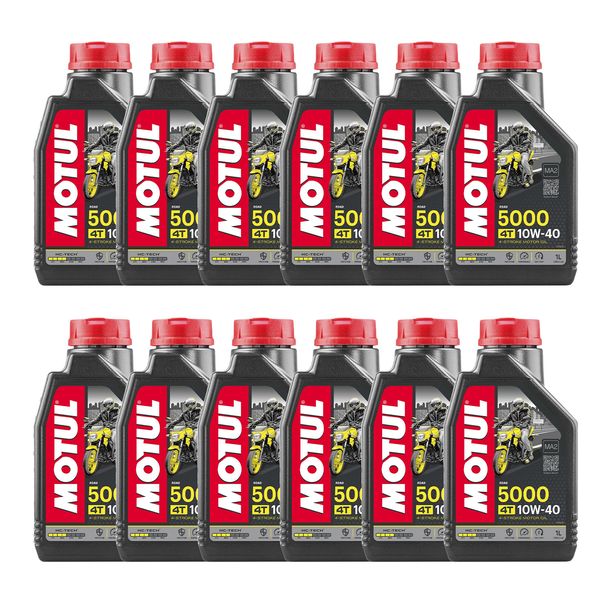 12x Motul 5000 4T 10W-40 4-Stroke Engine Oil with HC-Tech Technology 1L